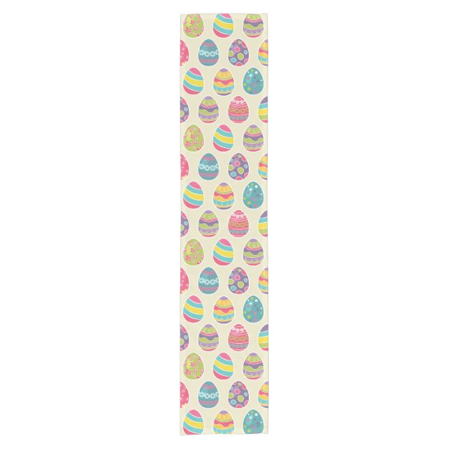 Colourful Pastel Easter Eggs Cute Pattern Short Table Runner (Front)