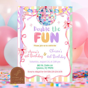 Colourful Pastel Fancy Double the fun birthday Invitation