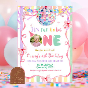 Colourful Pastel Fancy Fun to be ONE birthday Invitation