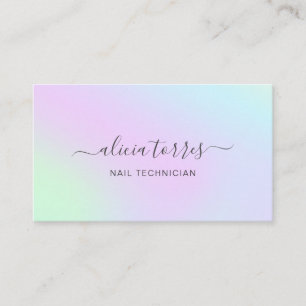 Colourful Pastel Feminine Pretty Holographic Business Card