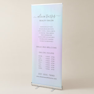Colourful Pastel Feminine Pretty Salon Holographic Retractable Banner