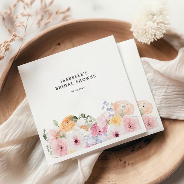 Colourful Pastel Floral Bridal Shower Napkin (Creator Uploaded)