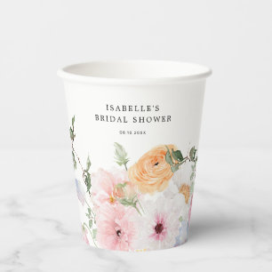 Colourful Pastel Floral Bridal Shower Paper Cups