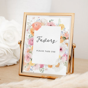 Colourful Pastel Floral Favours Sign