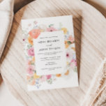 Colourful Pastel Floral Frame Wedding Invitation<br><div class="desc">This wedding invitation features a beautiful floral frame made of soft pastel flowers in pink, orange, blue, yellow, and white. It's the perfect way to invite your guests to your special day with a touch of elegance and charm. The colourful flowers add a pop of colour while still maintaining a...</div>