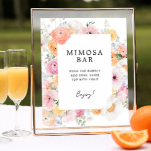Colourful Pastel Floral Mimosa Bar Sign