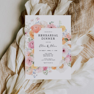 Colourful Pastel Floral Rehearsal Dinner Invitation