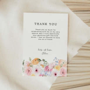 Colourful Pastel Floral Thank You Card