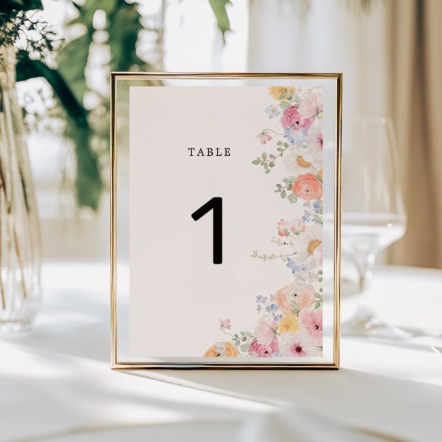 Colourful Pastel Floral Wedding Table Number (Creator Uploaded)