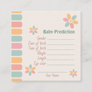 Colourful Pastel Flower Baby Shower Baby Predictio Enclosure Card