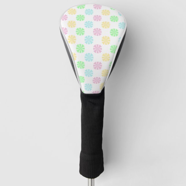 Colourful pastel flower pattern golf head cover (Front)