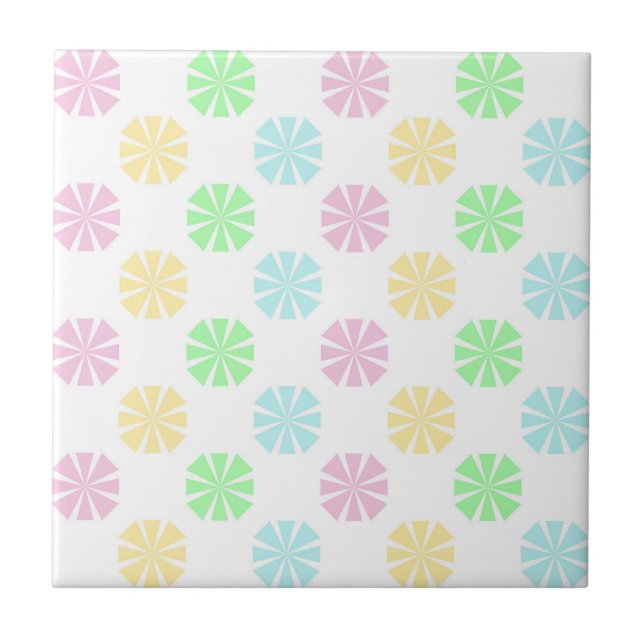 Colourful pastel flower pattern tile (Front)
