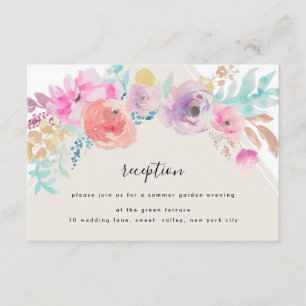 Colourful Pastel Flower Wedding Reception Card