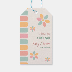 Colourful Pastel Flowers Baby Shower Party Gift Tags