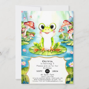 Colourful Pastel Frog Birthday Invitation