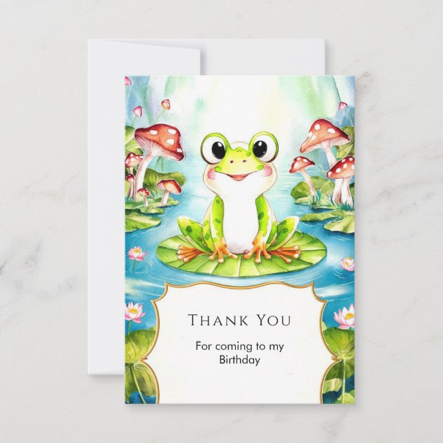 Colourful Pastel Frog Birthday Thank You Card (Front)
