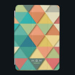 Colourful Pastel Geometric Triangles Monogram iPad Mini Cover<br><div class="desc">Modern colourful geometric pattern with textured look triangles. Personalise with your initial.</div>