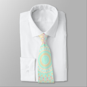 Colourful Pastel Groovy Trippy Boho Hippie Mandala Tie
