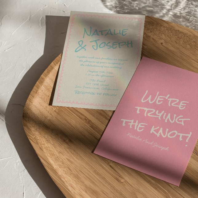 Colourful Pastel Hand Written Spring Fun Wedding  Invitation (Creator Uploaded)