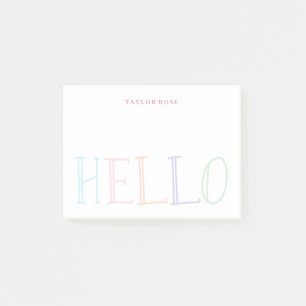 Colourful Pastel Hello Personalised Post It Notes