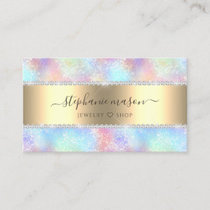 Colourful Pastel Holographic Glitter Diamonds Girl Calling Card