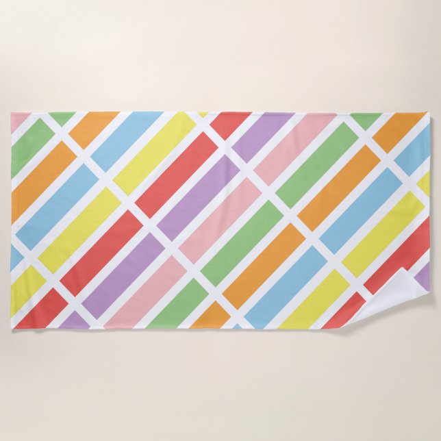 Colourful Pastel Hues Beach Towel (Front)