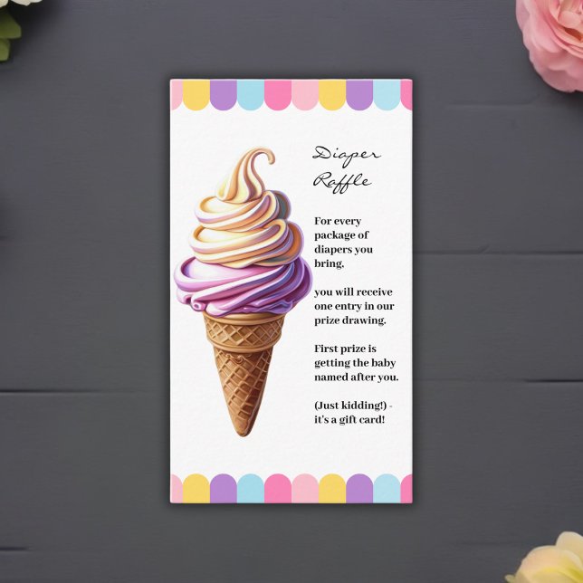 Colourful Pastel Ice Cream Sundae Baby Shower Enclosure Card (Creator Uploaded)