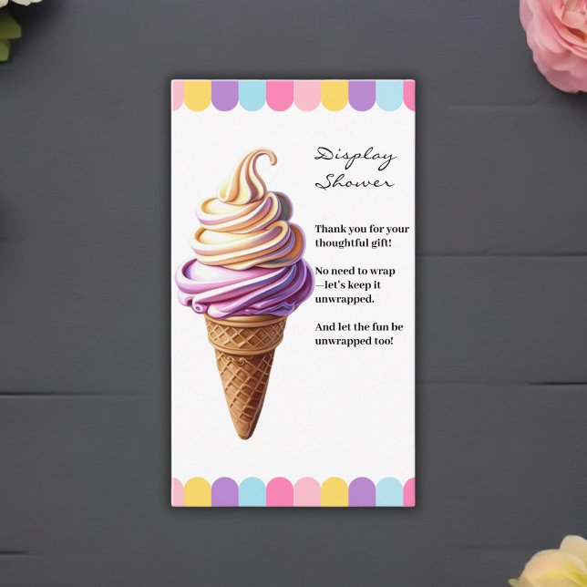 Colourful Pastel Ice Cream Sundae Baby Shower Enclosure Card (Creator Uploaded)