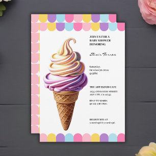 Colourful Pastel Ice Cream Sundae Baby Shower Invitation