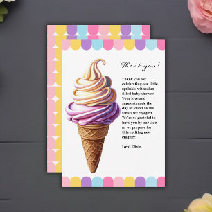 Colourful Pastel Ice Cream Sundae Baby Shower Thank You Card