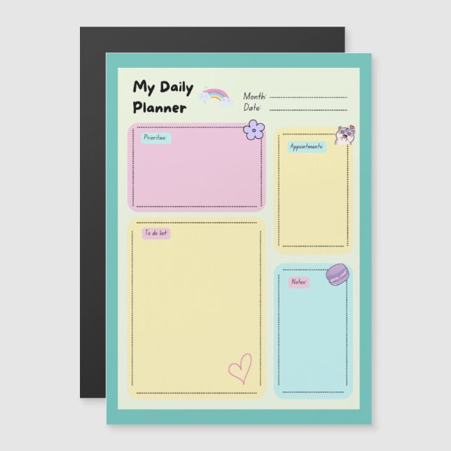 Colourful Pastel Kawaii Cute Daily Planner (Front/Back)