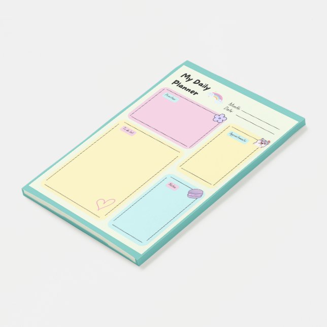 Colourful Pastel Kawaii Cute Daily Planner Post-it Notes (Angled)