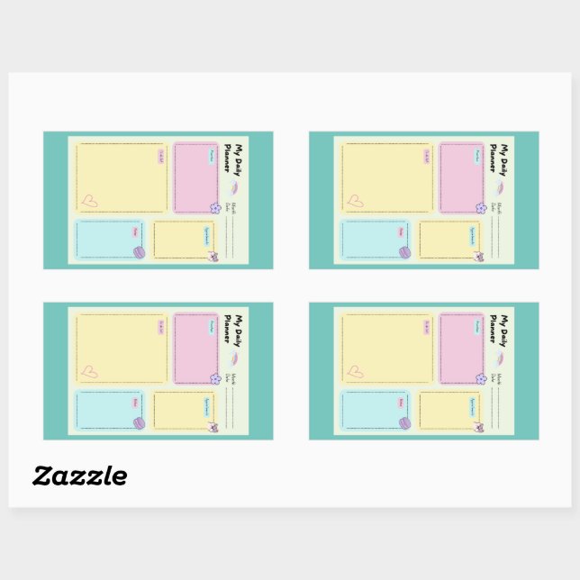 Colourful Pastel Kawaii Cute Daily Planner Rectangular Sticker (Sheet)