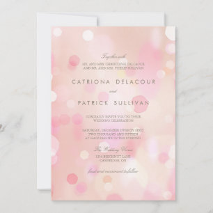 Colourful Pastel Lights Bokeh Wedding Invitation