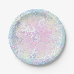 Colourful Pastel Marble Swirls Paper Plate