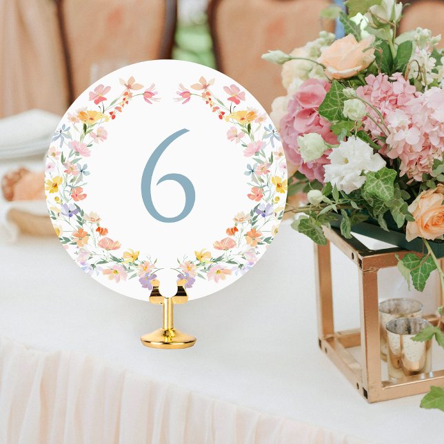 Colourful Pastel Meadow Wild Flower Table Number (Creator Uploaded)