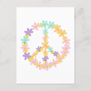 Colourful Pastel Mermaid Colours Floral Peace Sign Postcard