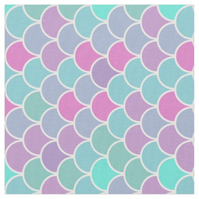 Colourful pastel mermaid scale fabric (Close Up)