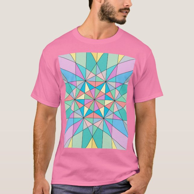 Colourful Pastel Mosaic Triangle Star Pattern T-Shirt (Front)