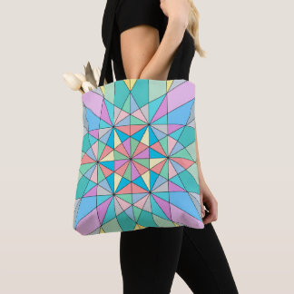 Colourful Pastel Mosaic Triangle Star Pattern Tote Bag