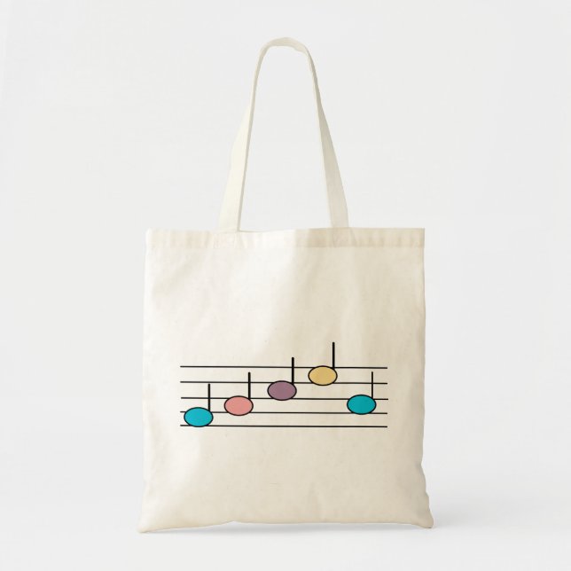 Colourful Pastel Music Notes on Staff  Tote Bag (Front)