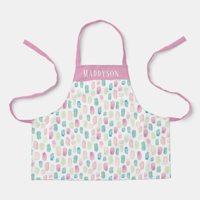 Colourful Pastel Paint Stroke Pattern Print Apron (Front)