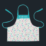Colourful Pastel Paint Stroke Pattern Print Apron<br><div class="desc">Colourful abstract pastel paint strokes,  pattern print apron. Features,  coordinating blue colour straps and template text line in white for name.</div>
