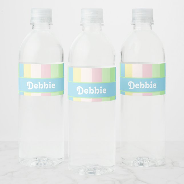 Colourful pastel palette stripes water bottle label (Bottles)