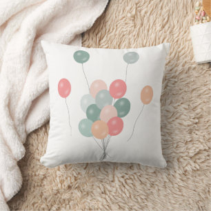 Colourful Pastel Party Balloons  Cushion