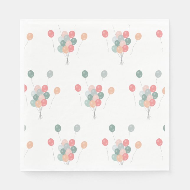 Colourful Pastel Party Balloons  Napkin (Front)