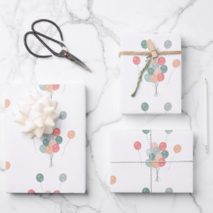 Colourful Pastel Party Balloons Wrapping Paper Sheet