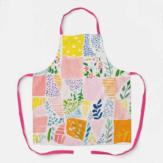 Colourful Pastel Patchwork Preppy Apron (Front)