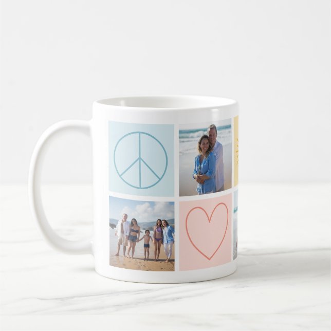 Colourful Pastel Peace Love and Sunshine Coffee Mu Mug (Left)