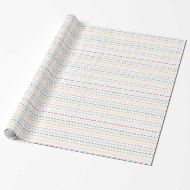 Colourful Pastel Pink Yellow Blue Stripes Wrapping Paper (Unrolled)